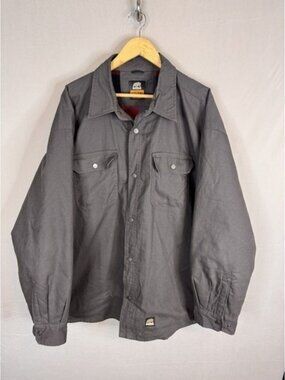 Berne Mens 3XL Grey Flannel Lined Canvas Workwear Shirt Jacket SH71SLA